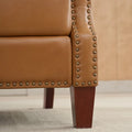 Authentic Leather Pushback Recliner with Adjustable Seat Back and Sturdy Wooden Legs