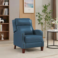 Authentic Leather Pushback Recliner with Adjustable Seat Back and Sturdy Wooden Legs