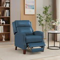 Authentic Leather Pushback Recliner with Adjustable Seat Back and Sturdy Wooden Legs