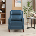 Authentic Leather Pushback Recliner with Adjustable Seat Back and Sturdy Wooden Legs