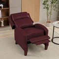 Authentic Leather Pushback Recliner with Adjustable Seat Back and Sturdy Wooden Legs