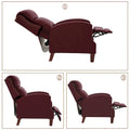 Authentic Leather Pushback Recliner with Adjustable Seat Back and Sturdy Wooden Legs