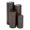 Set of 4 Brown Metal Abstract Tall Slim Pedestal Tables with Grooved Shell or Hammered Finish - Roche River Decor