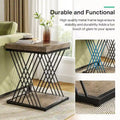 Modern Square End Table with Faux Marble Top and Metal Base