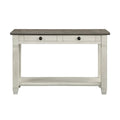 Rome 48-Inch Rectangular Sofa Table with 2 Drawers - White and Brown Solid Wood