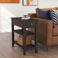 Compact End Table with Drawer and Shelf - Dimensions: 11.22D x 23.62W x 24.02H