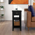 Compact End Table with Drawer and Shelf - Dimensions: 11.22D x 23.62W x 24.02H
