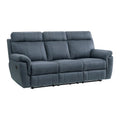 Cliff 85-Inch Blue Microfiber Manual Reclining Sofa with Solid Wood and Metal Frame