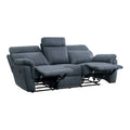 Cliff 85-Inch Blue Microfiber Manual Reclining Sofa with Solid Wood and Metal Frame