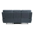 Cliff 85-Inch Blue Microfiber Manual Reclining Sofa with Solid Wood and Metal Frame