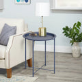 Javlergo Set of 2 Folding Round Steel TV Tray Tables - Compact Side Tables, No Assembly Needed - Dimensions: 18.5 x 18.5 x 19.7 in
