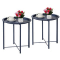 Javlergo Set of 2 Folding Round Steel TV Tray Tables - Compact Side Tables, No Assembly Needed - Dimensions: 18.5 x 18.5 x 19.7 in