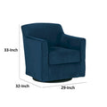 Leena Blue Velvet Swivel Accent Chair with Shelter Style Arms and Black Wood Base