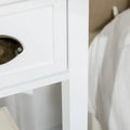 White 2-Tier Narrow Side Table with Drawer and Bottom Shelf for Living Room or Bedroom