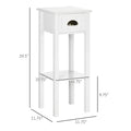 White 2-Tier Narrow Side Table with Drawer and Bottom Shelf for Living Room or Bedroom