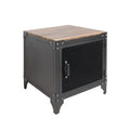 Conner Rustic Dark Walnut Steel 2-Piece Coffee and End Table Set by Furniture of America