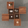 39.4-Inch Square Marble Veneer Coffee Table with Sliding Storage Top