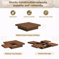 39.4-Inch Square Marble Veneer Coffee Table with Sliding Storage Top