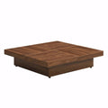 39.4-Inch Square Marble Veneer Coffee Table with Sliding Storage Top