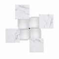39.4-Inch Square Marble Veneer Coffee Table with Sliding Storage Top