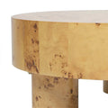 Nebula 35.5-Inch Round Burl Wood Coffee Table with Elegant Pillar Legs
