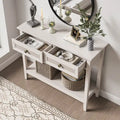 Bohemian Natural Rattan Console Table with Expanded Top and Dual Drawers