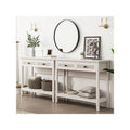 Bohemian Natural Rattan Console Table with Expanded Top and Dual Drawers