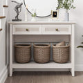 Bohemian Natural Rattan Console Table with Expanded Top and Dual Drawers