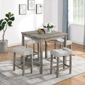 5-Piece Wood Dining Set: Square Table with 4 Upholstered Chairs