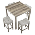 5-Piece Wood Dining Set: Square Table with 4 Upholstered Chairs