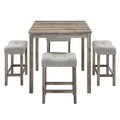 5-Piece Wood Dining Set: Square Table with 4 Upholstered Chairs