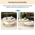 GEITIN Contemporary Round Nesting Coffee Table with Storage Drawers