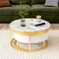 GEITIN Contemporary Round Nesting Coffee Table with Storage Drawers