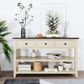 Solid Pine Wood Console Table Featuring Two Open Shelves