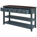 Solid Pine Wood Console Table Featuring Two Open Shelves