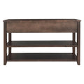 Solid Pine Wood Console Table Featuring Two Open Shelves