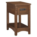 Brown Chairside End Table with 1 Drawer and Open Bottom Shelf