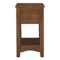 Brown Chairside End Table with 1 Drawer and Open Bottom Shelf