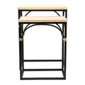 Claudette Set of 2 Rectangle Side Tables with Rattan Accents in Wood and Metal