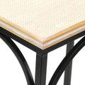Claudette Set of 2 Rectangle Side Tables with Rattan Accents in Wood and Metal