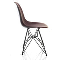 Mid-Century Modern DSR Dining Accent Side Chair with Brown Wood Grain Finish and Black Eiffel Steel Legs - Nature Series
