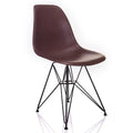 Mid-Century Modern DSR Dining Accent Side Chair with Brown Wood Grain Finish and Black Eiffel Steel Legs - Nature Series