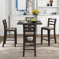 5-Piece Wooden Counter Height Dining Set with Cushioned Chairs and Storage Shelves