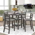 5-Piece Wooden Counter Height Dining Set with Cushioned Chairs and Storage Shelves