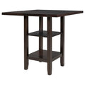 5-Piece Wooden Counter Height Dining Set with Cushioned Chairs and Storage Shelves