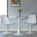 Mid-Century Modern Swivel Tulip Accent Chair with Plush Cushioned Seat in White Polypropylene