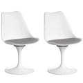 Mid-Century Modern Swivel Tulip Accent Chair with Plush Cushioned Seat in White Polypropylene