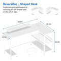 Contemporary L-Shaped Computer Desk with Built-In Power Outlets and LED Lighting