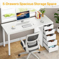 Contemporary Minimalist Computer Desk with 5 Drawer Storage for Study and Writing
