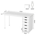 Contemporary Minimalist Computer Desk with 5 Drawer Storage for Study and Writing